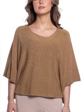 Beyond Capri Knit Short Dolman Sleeve Wide Cropped Sweater Top One Size